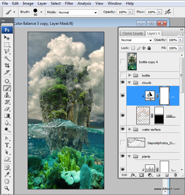 Message in a Bottle, bottle splashing in waves, Rough Water Surface, copy space, james bond island, close up of water wave, bubbles, tropic landscape, sea, ocean corals, seascape photomanipulation.